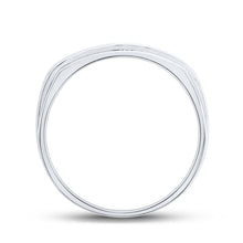 Load image into Gallery viewer, 14kt White Gold Triple Row Diamond Band Ring for Men - 1/2 Cttw, Splendid Jewellery - Side View