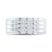 Load image into Gallery viewer, 14kt White Gold Triple Row Diamond Band Ring for Men - 1/2 Cttw, Splendid Jewellery - Splendid Jewellery