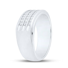 Load image into Gallery viewer, 14kt White Gold Triple Row Diamond Band Ring for Men - 1/2 Cttw, Splendid Jewellery - Second Side View