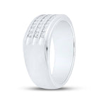 14kt White Gold Triple Row Diamond Band Ring for Men - 1/2 Cttw, Splendid Jewellery - Second Side View