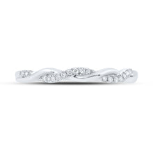 Load image into Gallery viewer, 14kt White Gold Twisted Diamond Stackable Band Ring - A Dazzling Delight - Front View