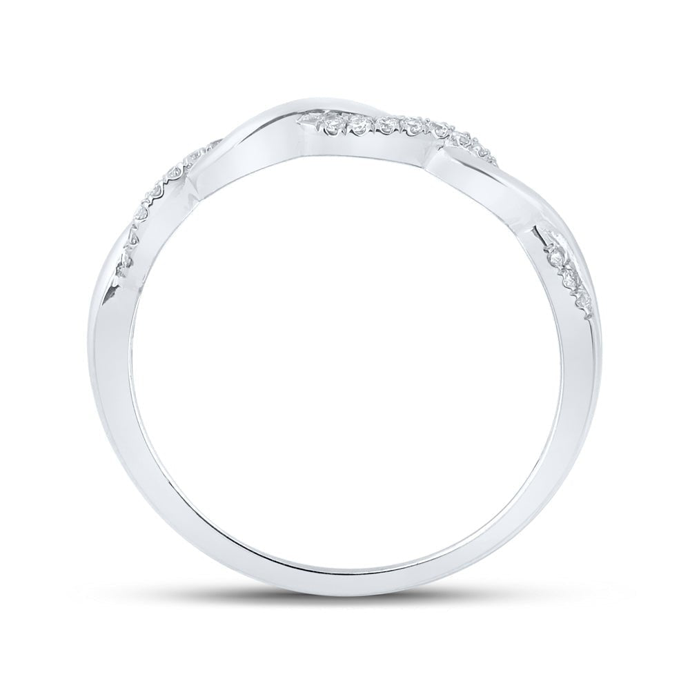 14kt White Gold Twisted Diamond Stackable Band Ring - A Dazzling Delight - Splendid Jewellery