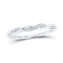 Load image into Gallery viewer, 14kt White Gold Twisted Diamond Stackable Band Ring - A Dazzling Delight - Top View