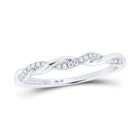 14kt White Gold Twisted Diamond Stackable Band Ring - A Dazzling Delight - Top View