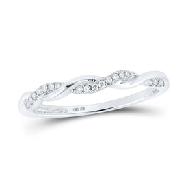 14kt White Gold Twisted Diamond Stackable Band Ring - A Dazzling Delight - Top View