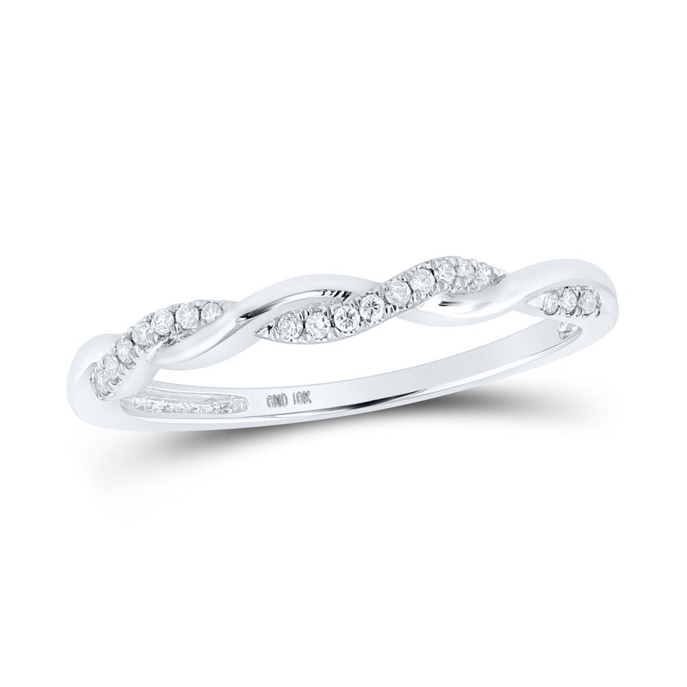 14kt White Gold Twisted Diamond Stackable Band Ring - A Dazzling Delight - Splendid Jewellery
