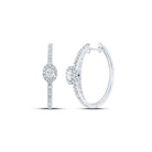 14kt White Gold Women's Oval Diamond Hoop Earrings with Sapphire Accents - Splendid Jewellery