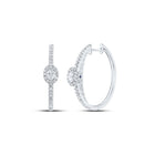 14kt White Gold Women's Oval Diamond Hoop Earrings with Sapphire Accents - Splendid Jewellery