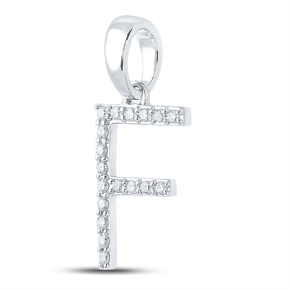 14kt White Gold Womens Round Diamond F Initial Letter Pendant - Personalized Elegance - Splendid Jewellery