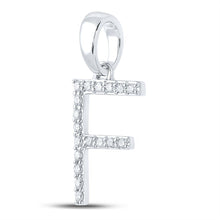 Load image into Gallery viewer, 14kt White Gold Womens Round Diamond F Initial Letter Pendant - Personalized Elegance - Splendid Jewellery