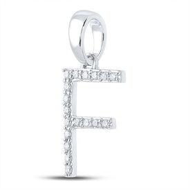 14kt White Gold Womens Round Diamond F Initial Letter Pendant - Personalized Elegance - Splendid Jewellery