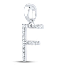 Load image into Gallery viewer, 14kt White Gold Womens Round Diamond F Initial Letter Pendant - Personalized Elegance - Side View