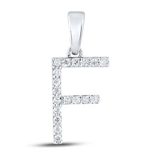 Load image into Gallery viewer, 14kt White Gold Womens Round Diamond F Initial Letter Pendant - Personalized Elegance - Splendid Jewellery