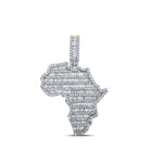 14kt Yellow Gold Baguette and Round Diamond Africa Charm Pendant - 2 - 3/4 Cttw - Splendid Jewellery