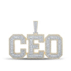 14kt Yellow Gold Baguette and Round Diamond CEO Charm Pendant - 6 - 3/4 Cttw - Splendid Jewellery