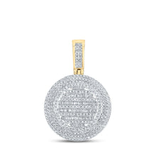 Load image into Gallery viewer, 14kt Yellow Gold Baguette and Round Diamond Circle Charm Pendant for Men - 1 - 1/3 Cttw - Splendid Jewellery