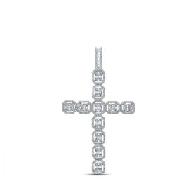 14kt Yellow Gold Baguette and Round Diamond Cross Pendant - 2 - 1/3 Cttw - Splendid Jewellery