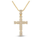 14kt Yellow Gold Baguette and Round Diamond Cross Pendant for Men - 1 - 3/8 Cttw - Splendid Jewellery