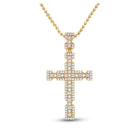 14kt Yellow Gold Baguette and Round Diamond Cross Pendant for Men - 1 - 3/8 Cttw - Splendid Jewellery