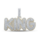 14kt Yellow Gold Baguette and Round Diamond KING Charm Pendant - 5 - 1/4 Cttw - Splendid Jewellery