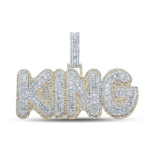 Load image into Gallery viewer, 14kt Yellow Gold Baguette and Round Diamond KING Charm Pendant - 5 - 1/4 Cttw - Splendid Jewellery