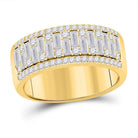 14kt Yellow Gold Baguette and Round Diamond Men's Band Ring - 1 - 1/4 Cttw - Splendid Jewellery
