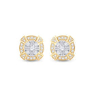 14kt Yellow Gold Baguette Diamond Circle Cluster Earrings for Men - 3/4 Cttw | Splendid Jewellery - Splendid Jewellery