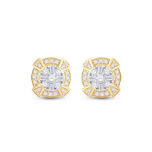 Load image into Gallery viewer, 14kt Yellow Gold Baguette Diamond Circle Cluster Earrings for Men - 3/4 Cttw | Splendid Jewellery - Splendid Jewellery