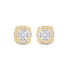 14kt Yellow Gold Baguette Diamond Circle Cluster Earrings for Men - 3/4 Cttw | Splendid Jewellery - Splendid Jewellery