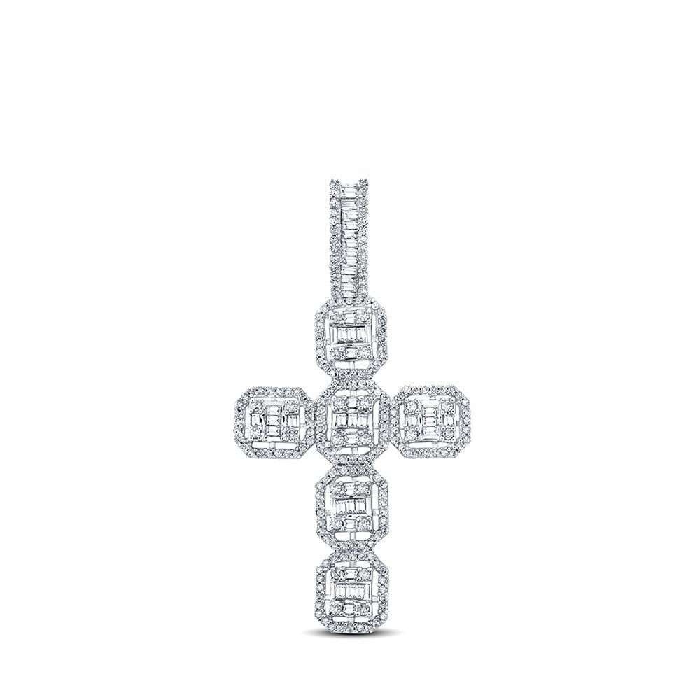 14kt Yellow Gold Baguette Diamond Cross Charm Pendant - 1 Cttw | Splendid Jewellery - Splendid Jewellery