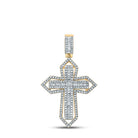 14kt Yellow Gold Baguette Diamond Cross Charm Pendant for Men - 7/8 Cttw - Splendid Jewellery