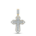14kt Yellow Gold Baguette Diamond Cross Charm Pendant for Men - 7/8 Cttw - Splendid Jewellery
