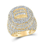 14kt Yellow Gold Baguette Diamond Elevated Circle Men's Ring - 5 - 1/4 Cttw - Splendid Jewellery