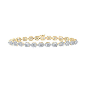 14kt Yellow Gold Baguette Diamond Geometric Link Bracelet - 2 - 7/8 Cttw - Exquisite Men's Jewelry - Splendid Jewellery