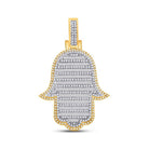 14kt Yellow Gold Baguette Diamond Hamsa Charm Pendant - 2 Cttw - Exquisite Men's Jewelry - Splendid Jewellery