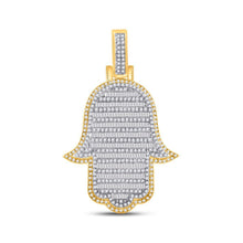 Load image into Gallery viewer, 14kt Yellow Gold Baguette Diamond Hamsa Charm Pendant - 2 Cttw - Exquisite Men's Jewelry - Splendid Jewellery