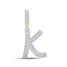14kt Yellow Gold Baguette Diamond K Initial Charm Pendant for Men - 3/4 Cttw - Splendid Jewellery