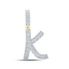 14kt Yellow Gold Baguette Diamond K Initial Charm Pendant for Men - 3/4 Cttw - Splendid Jewellery