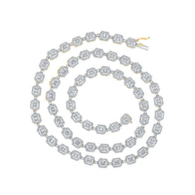 14kt Yellow Gold Baguette Diamond Link Chain Necklace - 10 Ct.t.w. for Men - Splendid Jewellery