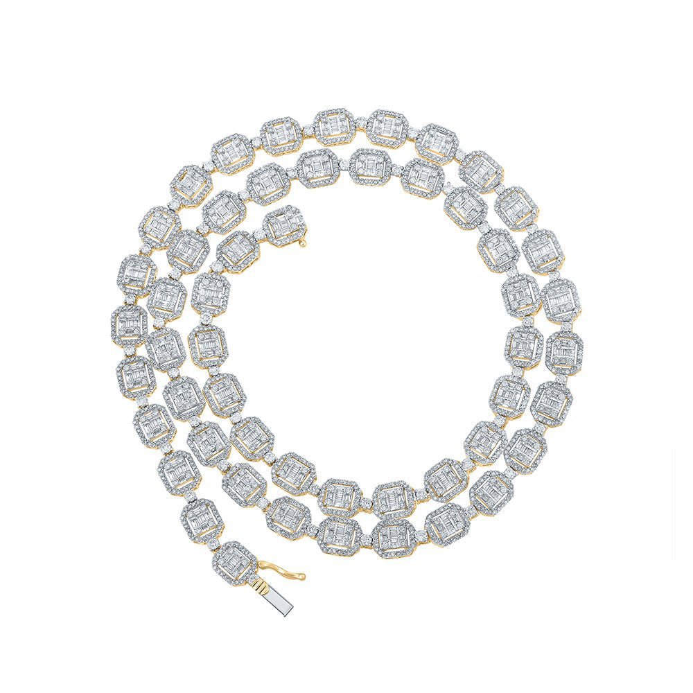 14kt Yellow Gold Baguette Diamond Link Chain Necklace - 12 - 1/2 Cttw for Men - Splendid Jewellery