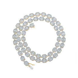 14kt Yellow Gold Baguette Diamond Link Chain Necklace - 12 - 1/2 Cttw for Men - Splendid Jewellery