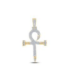 Load image into Gallery viewer, 14kt Yellow Gold Baguette Diamond Nail Cross Pendant - 3/4 Ct.t.w. - Splendid Jewellery
