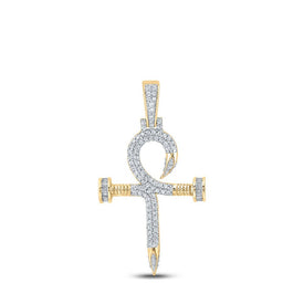 14kt Yellow Gold Baguette Diamond Nail Cross Pendant - 3/4 Ct.t.w. - Splendid Jewellery