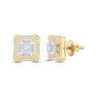 14kt Yellow Gold Baguette Diamond Square Cluster Earrings - 3/4 Cttw | Exquisite Men's Jewelry - Splendid Jewellery