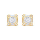 14kt Yellow Gold Baguette Diamond Square Cluster Earrings - 3/4 Cttw | Exquisite Men's Jewelry - Splendid Jewellery