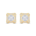 14kt Yellow Gold Baguette Diamond Square Cluster Earrings - 3/4 Cttw | Exquisite Men's Jewelry - Splendid Jewellery