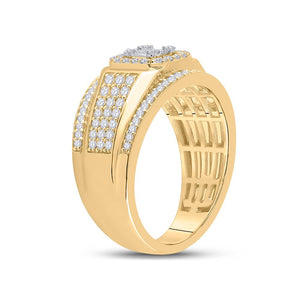 14kt Yellow Gold Baguette Diamond Square Cluster Men's Ring - 1 Cttw | Splendid Jewellery - Splendid Jewellery