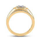 14kt Yellow Gold Baguette Diamond Square Cluster Men's Ring - 1 Cttw - Side View