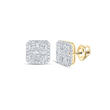 Load image into Gallery viewer, 14kt Yellow Gold Baguette Diamond Square Earrings for Men - 3/4 Cttw | Splendid Jewellery - Splendid Jewellery
