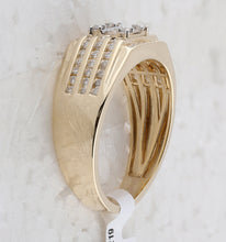 Load image into Gallery viewer, 14kt Yellow Gold Baguette Diamond Square Men&#39;s Ring - 3/4 Cttw - Side View